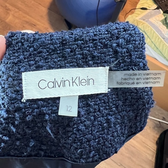 Calvin Klein Navy Tweed Blazer Jacket - Picture 6 of 8